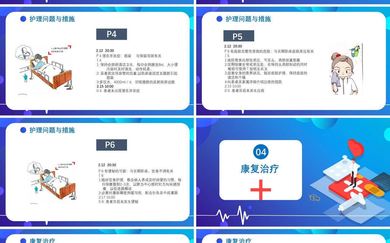 蓝色医院医疗脊髓损伤护理查房病例介绍培训PPT模板