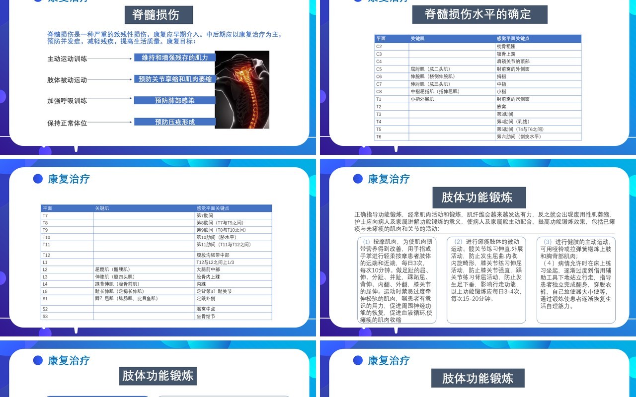蓝色医院医疗脊髓损伤护理查房病例介绍培训PPT模板