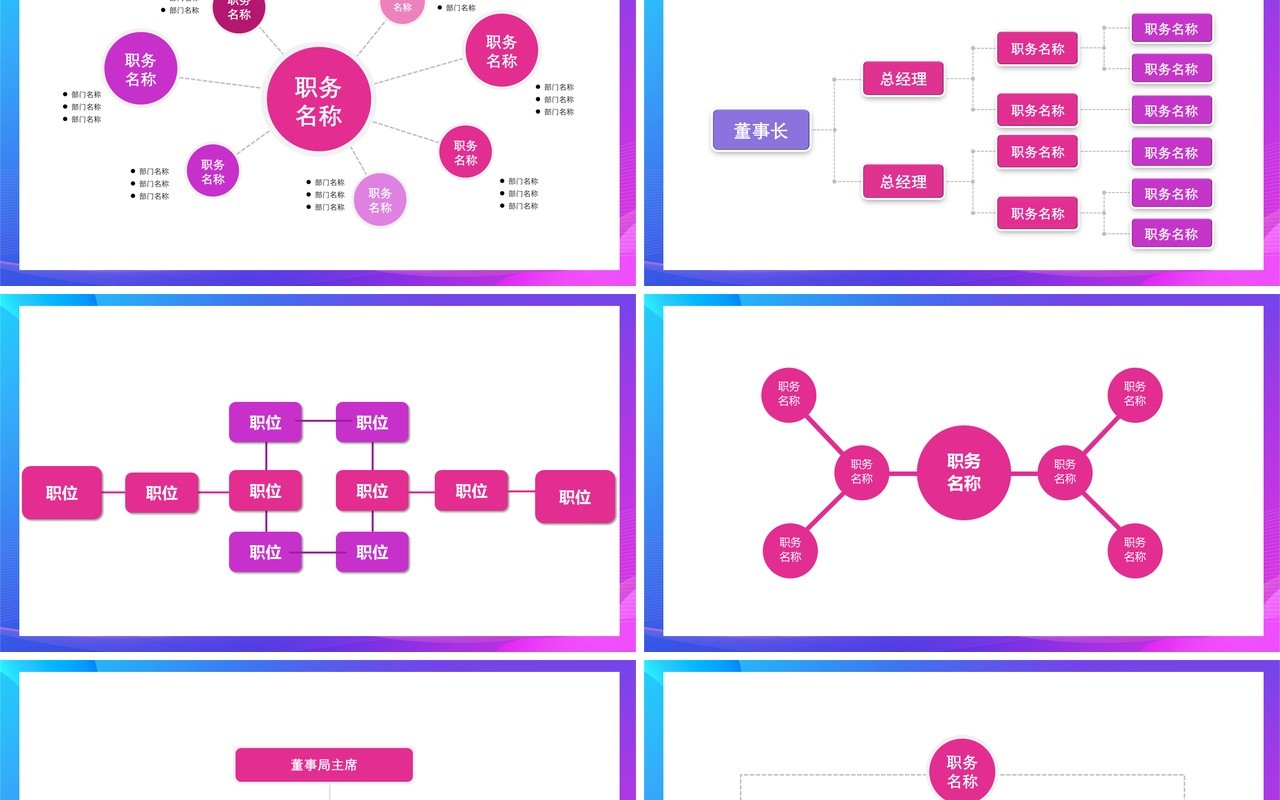 渐变企业组织架构图动态PPT模板