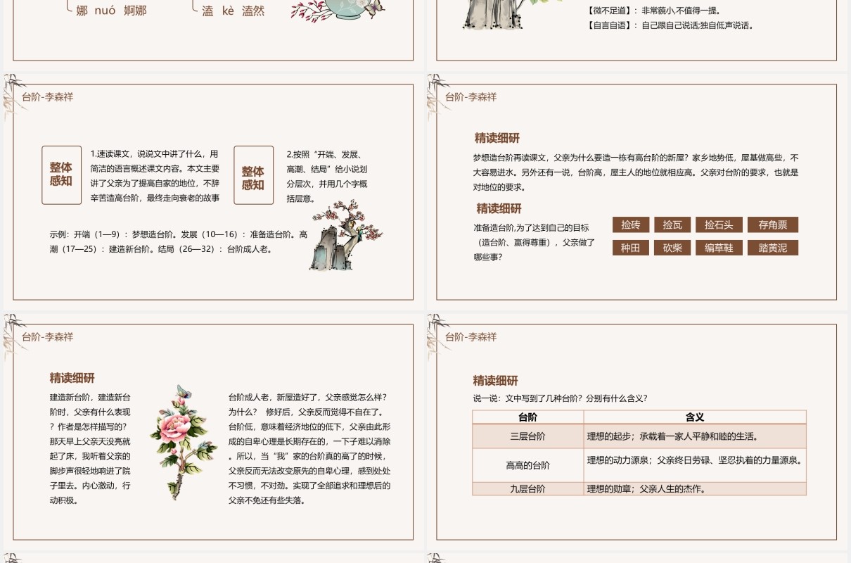 人教版语文七年级下册台阶动态课件PPT模板