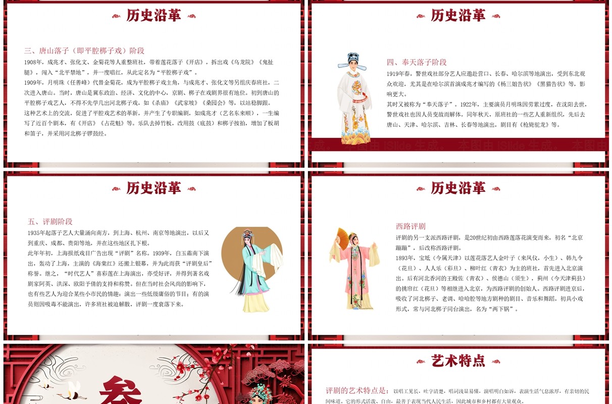 红色中国风非遗系列之评剧文化PPT模板