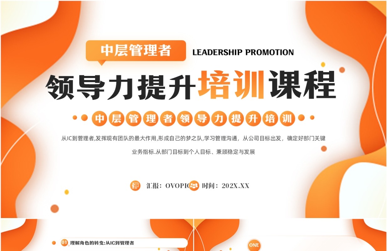 橙色简约风领导力提升培训PPT模板