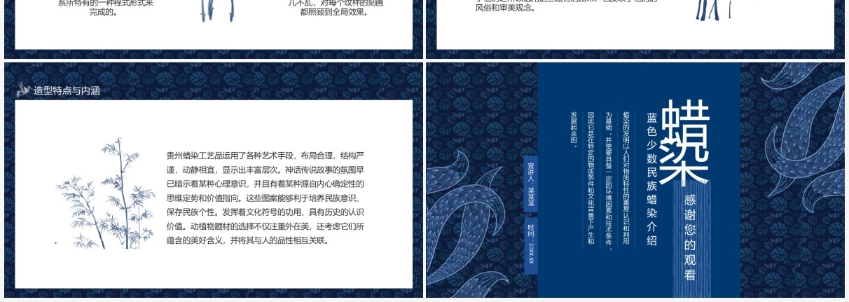 蜡染文化艺术内涵蓝色少数民族蜡染介绍动态PPT模板