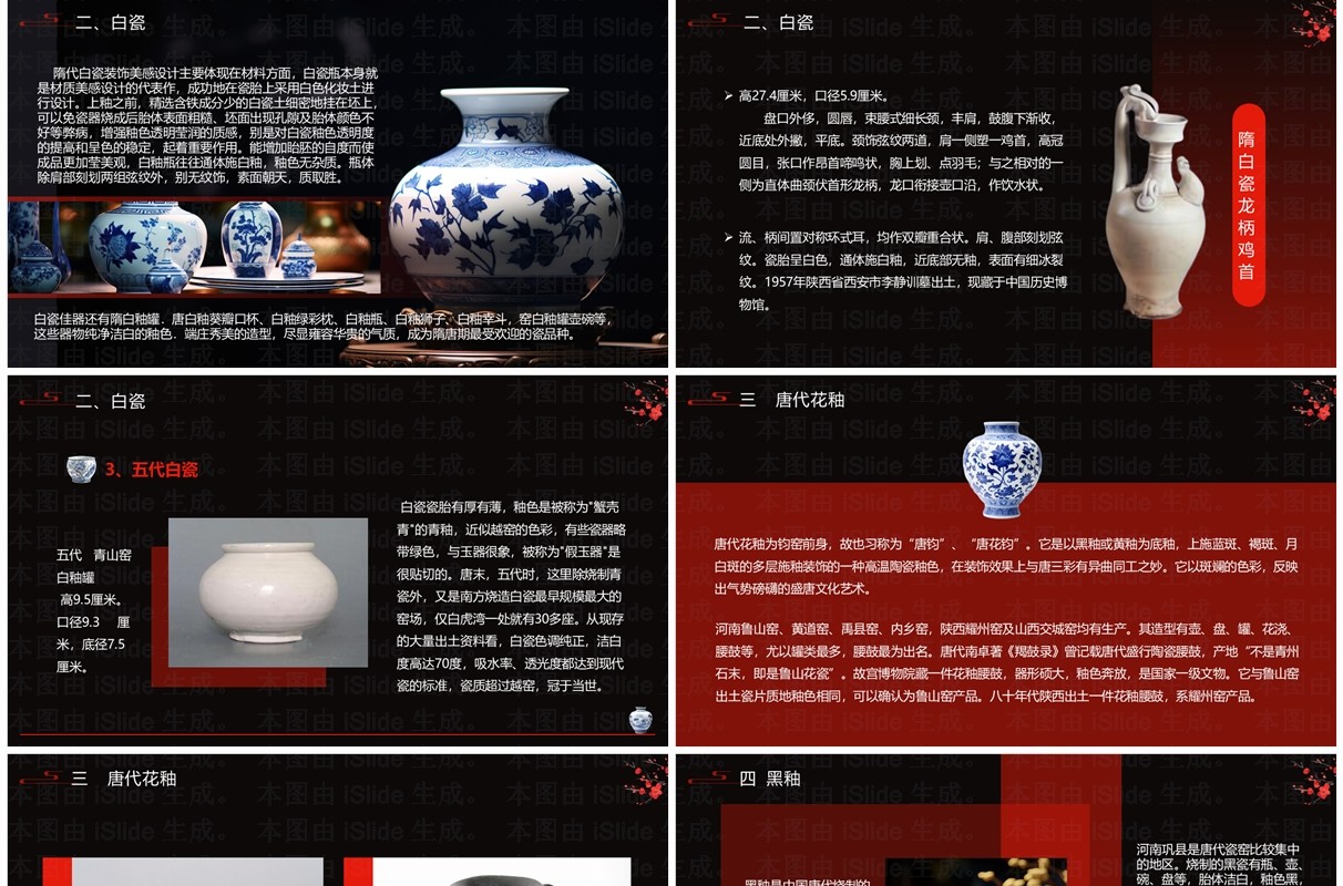 黑红简约风隋唐五代陶瓷设计介绍PPT模板