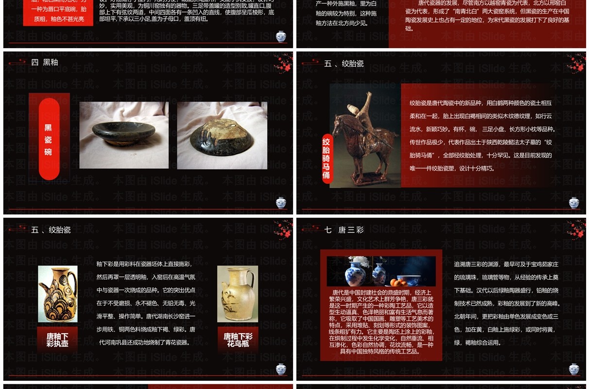 黑红简约风隋唐五代陶瓷设计介绍PPT模板
