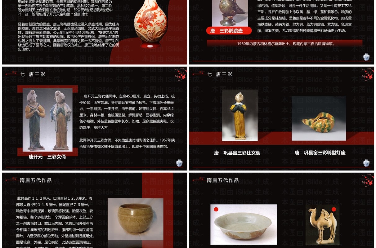 黑红简约风隋唐五代陶瓷设计介绍PPT模板