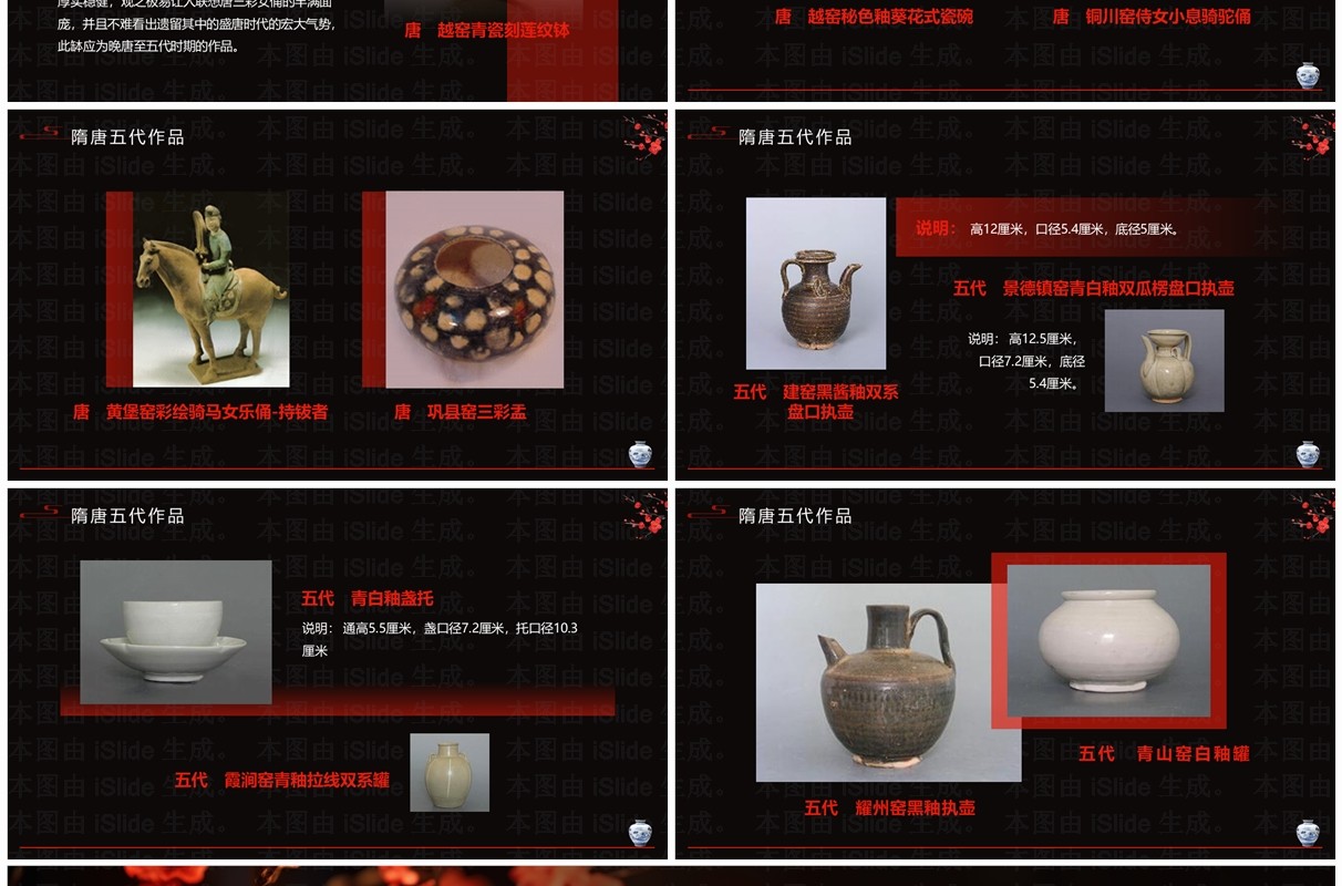 黑红简约风隋唐五代陶瓷设计介绍PPT模板
