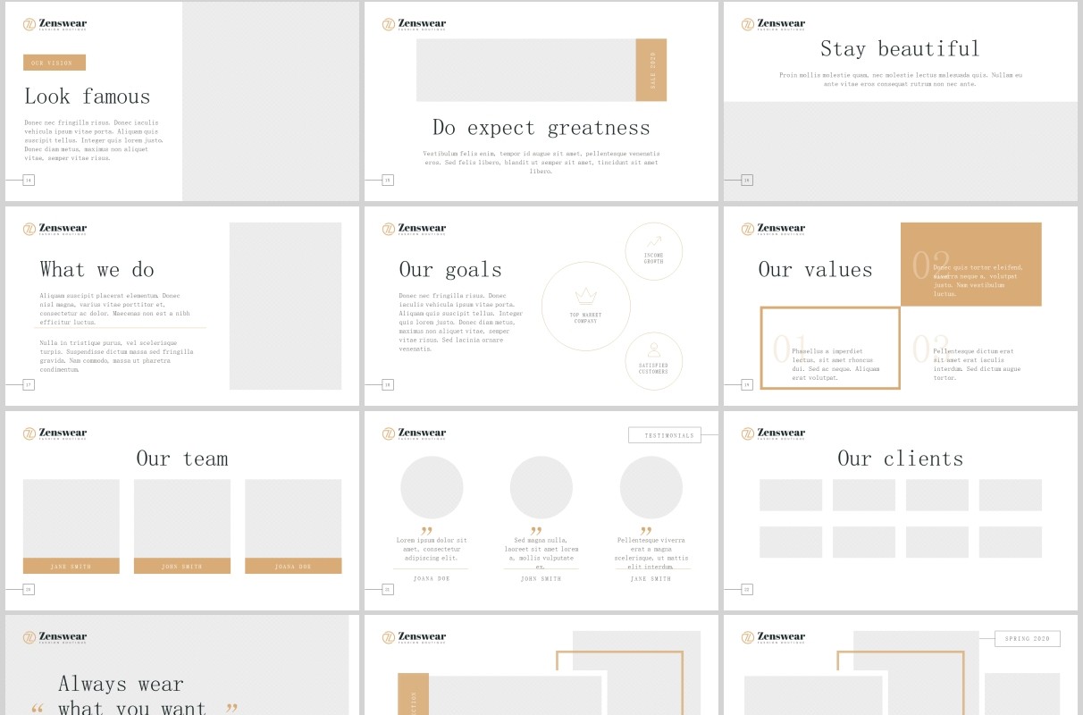 奢侈品牌时装服装专卖店PPT版式模板Boutique PowerPoint Presentation Template