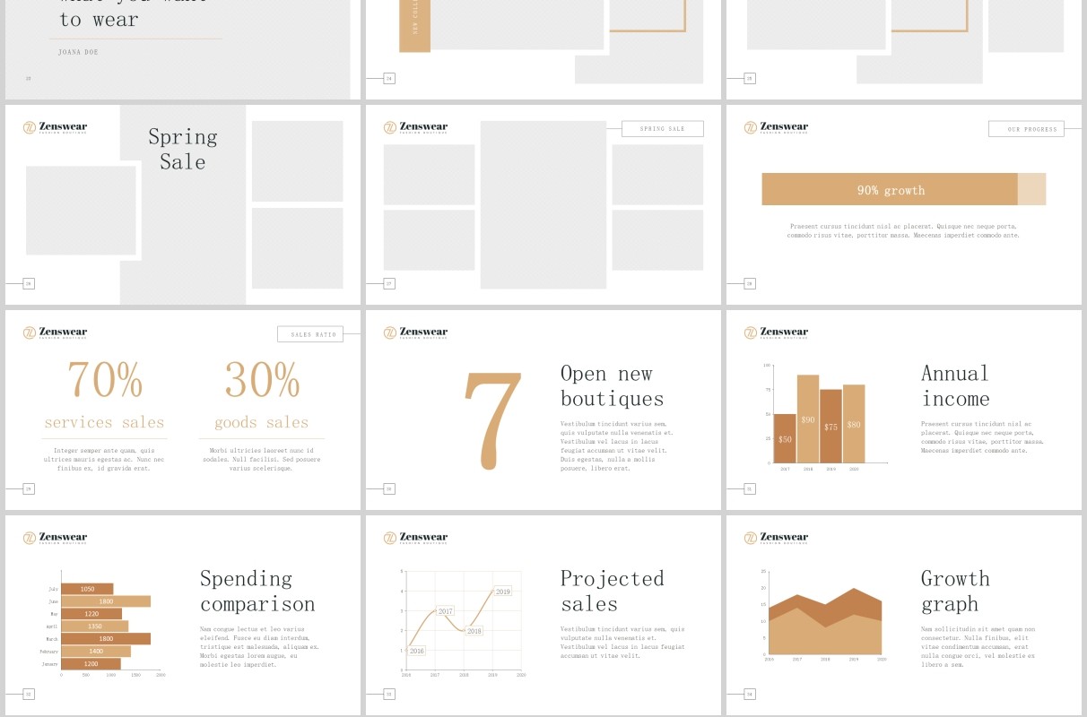 奢侈品牌时装服装专卖店PPT版式模板Boutique PowerPoint Presentation Template
