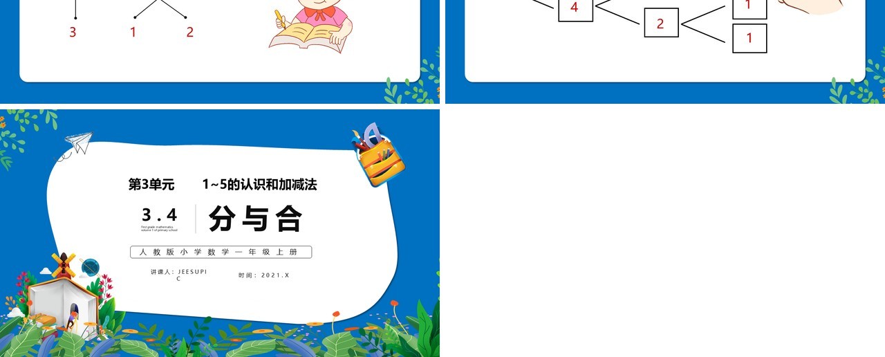 部编版一年级数学上册分与合课件PPT模板