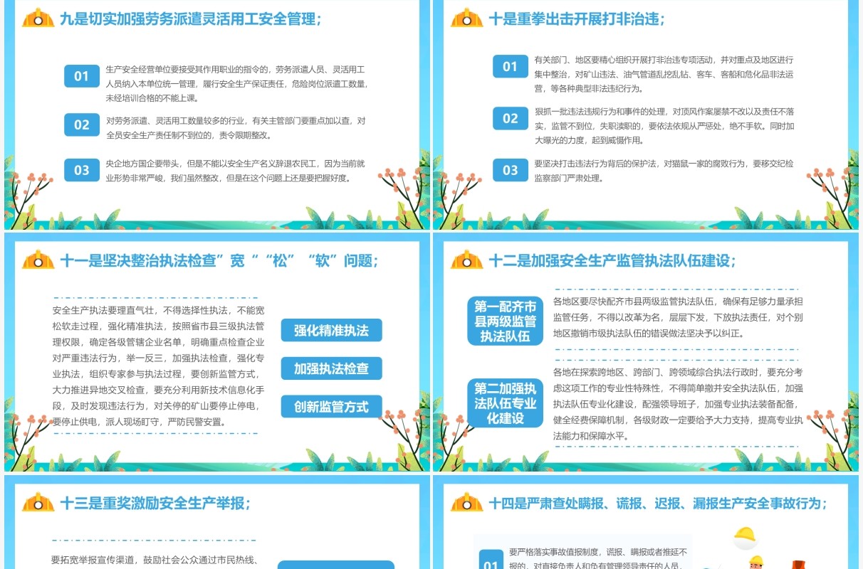 蓝色卡通安全生产十五条措施PPT模板