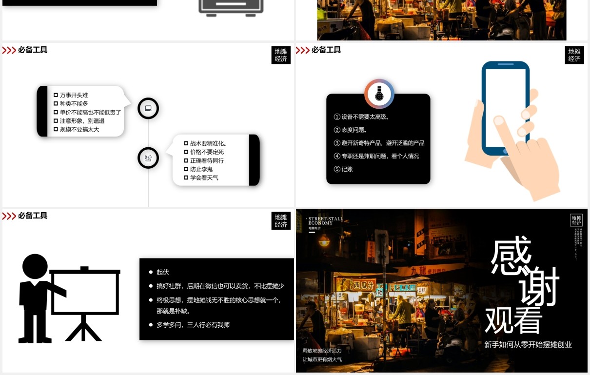 新手如何从零开始摆摊创业地摊经济PPT模板