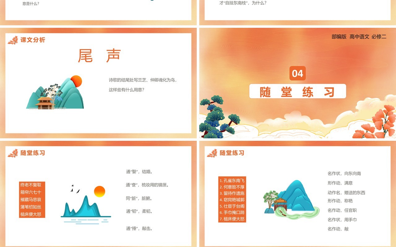 部编版高中语文必修二孔雀东南飞课件PPT模板