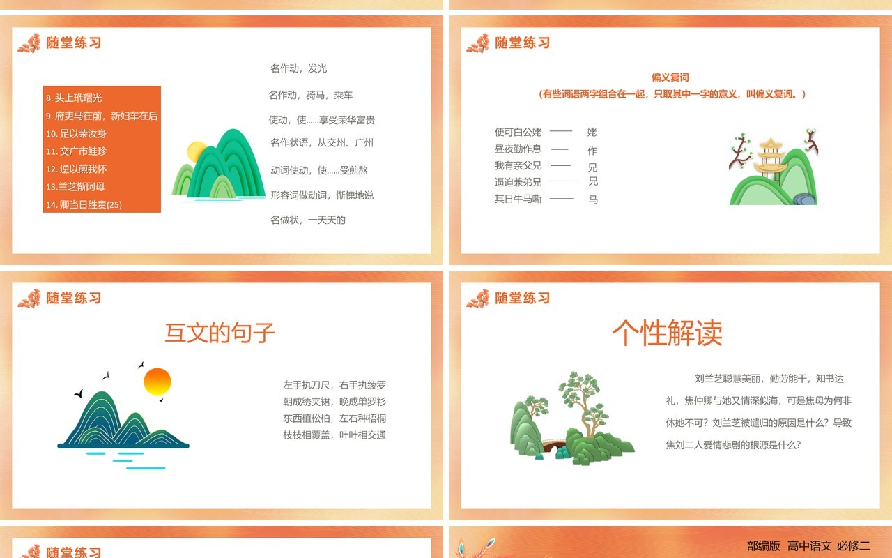 部编版高中语文必修二孔雀东南飞课件PPT模板