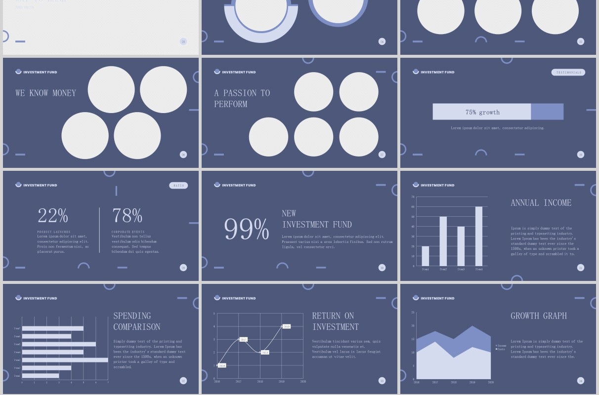证券投资基金金融PPT版式模板Investment Fund PowerPoint Presentation Template