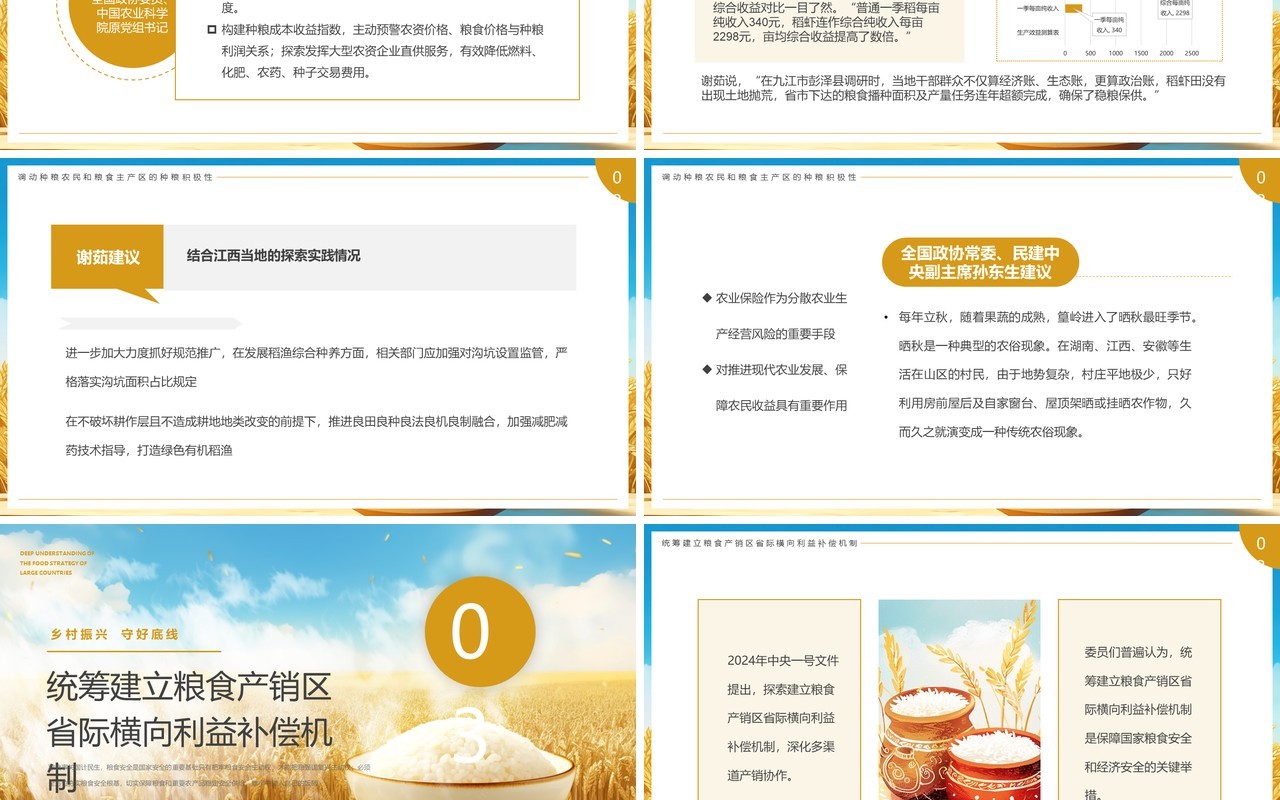 蓝色简约风深悟大国粮策粮食安全PPT模板