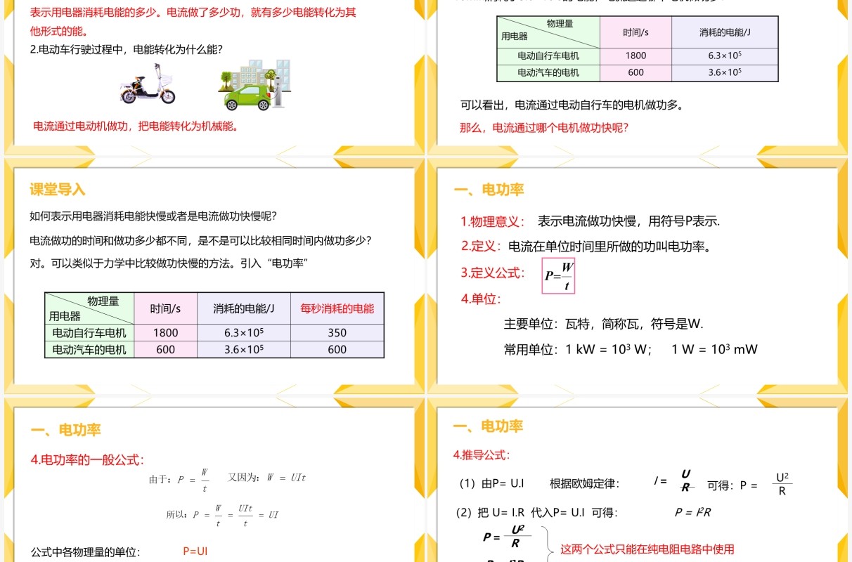 部编版九年级物理全册电功率课件PPT模板