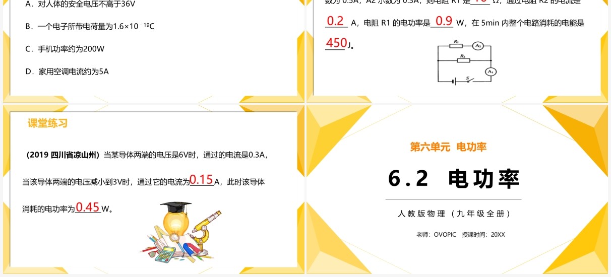 部编版九年级物理全册电功率课件PPT模板