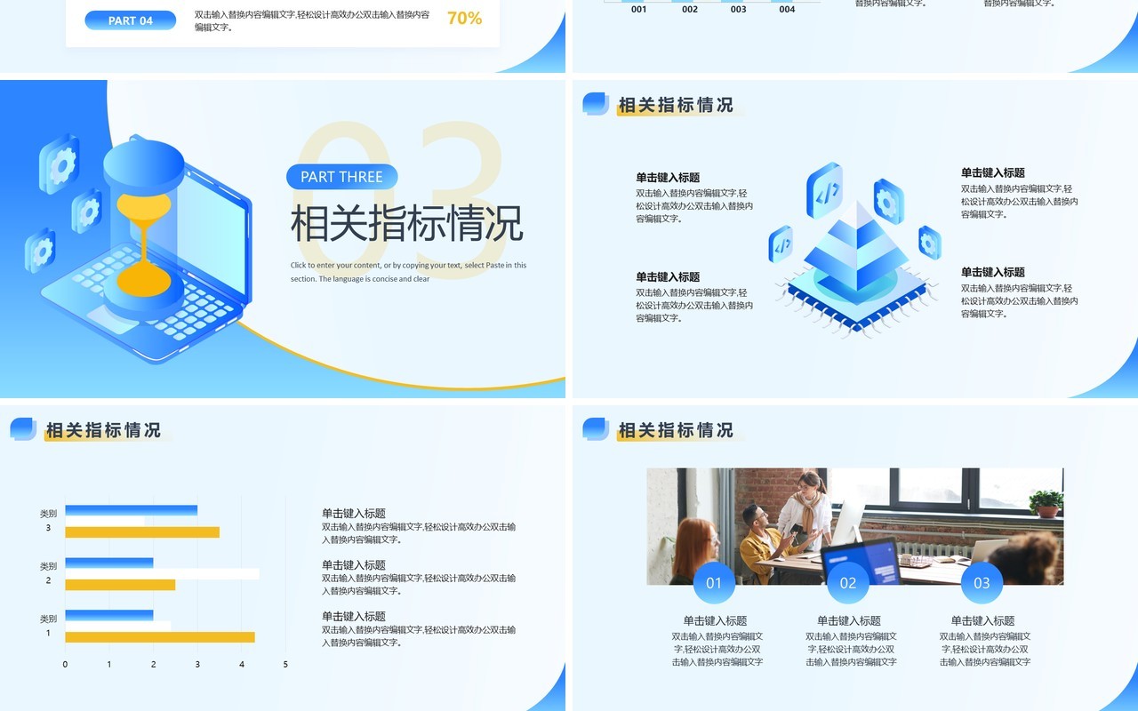 蓝色简约风项目汇报PPT通用模板