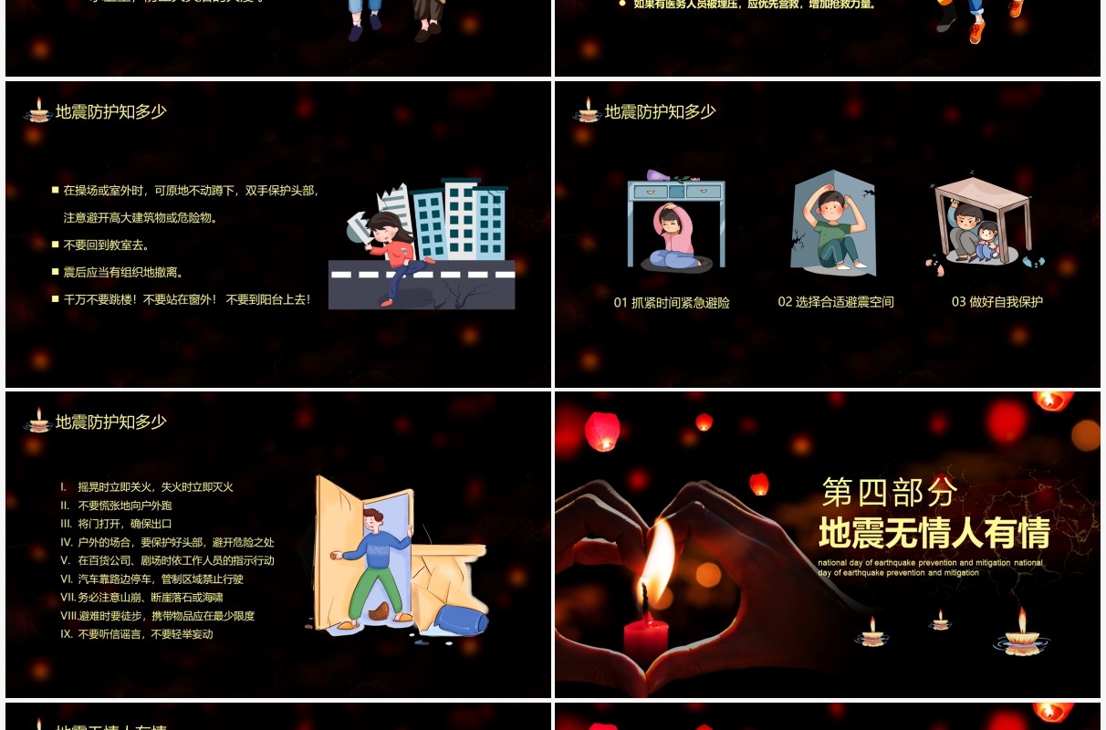 地震知识宣传全国防灾减灾日动态PPT模板