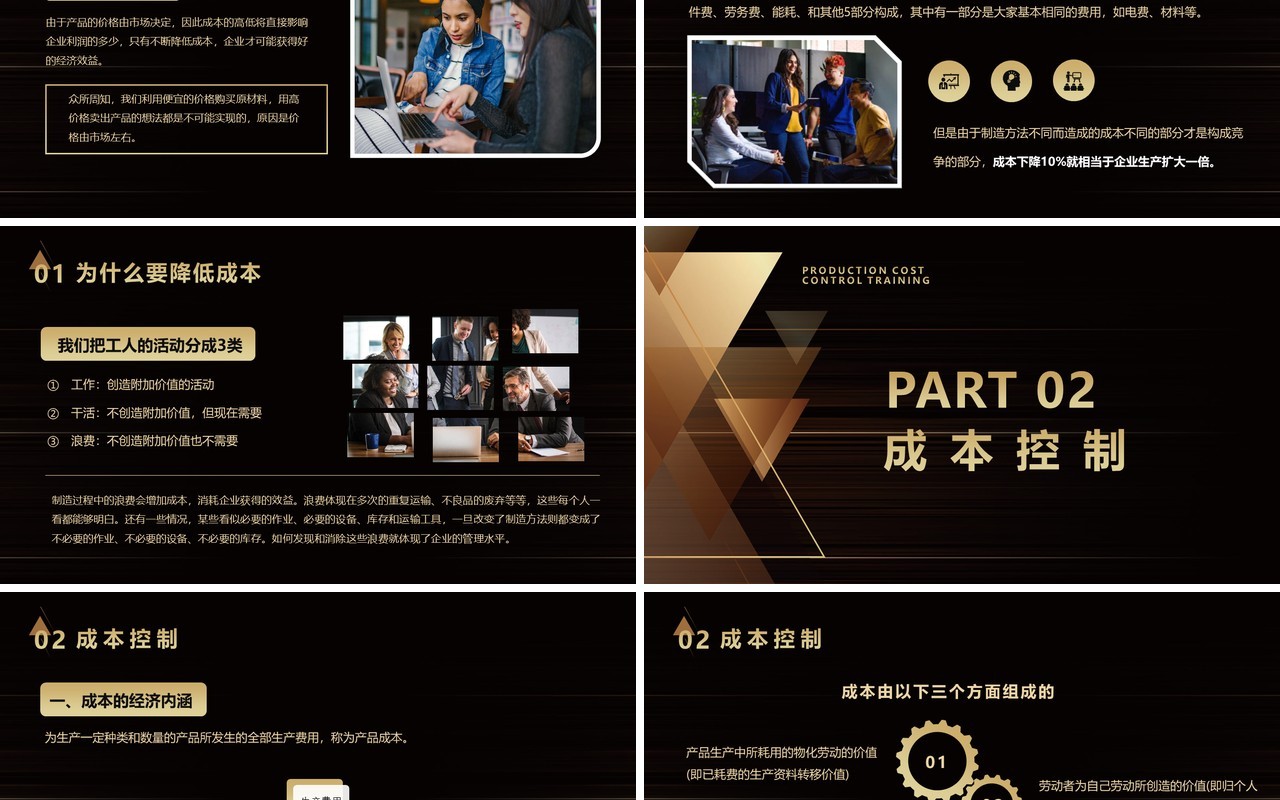 黑金色企业生产成本控制培训PPT模板