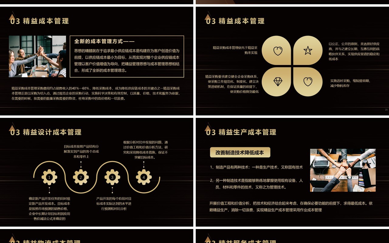 黑金色企业生产成本控制培训PPT模板