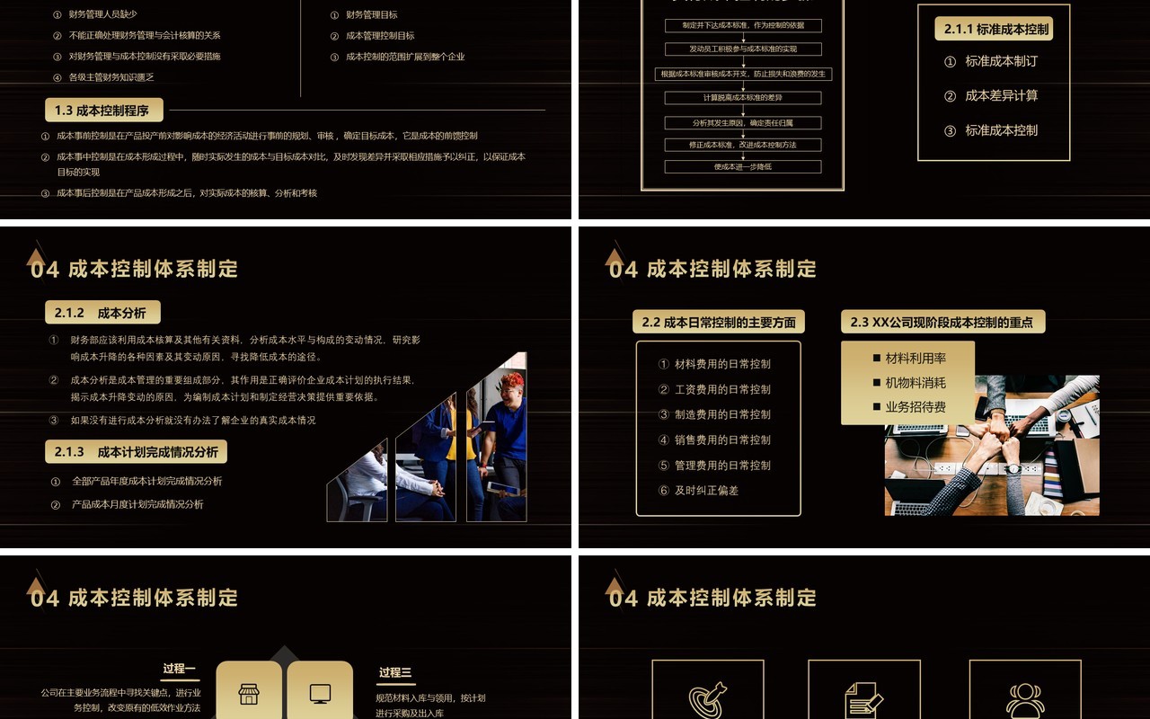 黑金色企业生产成本控制培训PPT模板