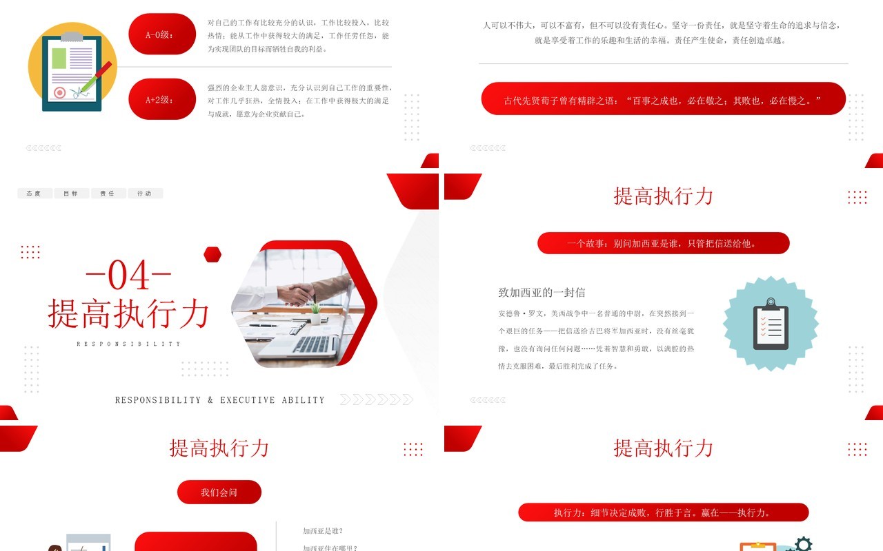 红色商务风责任心与执行力培训PPT模板