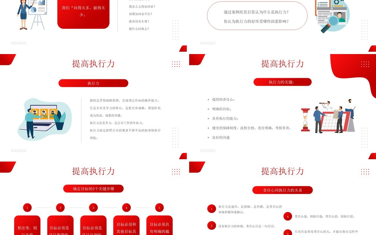 红色商务风责任心与执行力培训PPT模板