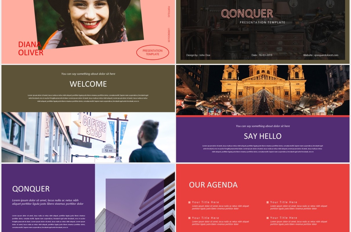 城市主题商业公司PPT模板Qonquer - Urban keynote Business Corporate