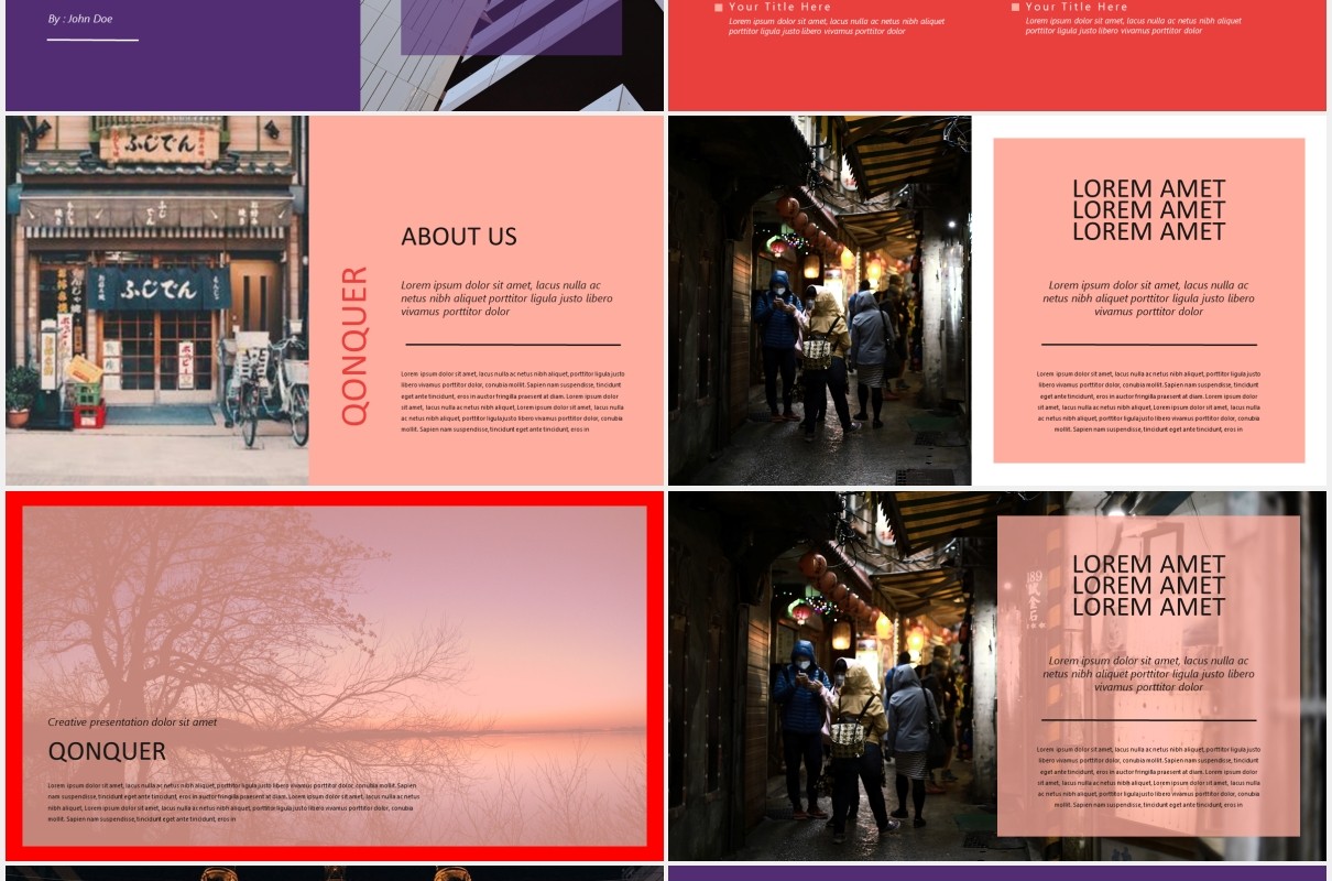城市主题商业公司PPT模板Qonquer - Urban keynote Business Corporate
