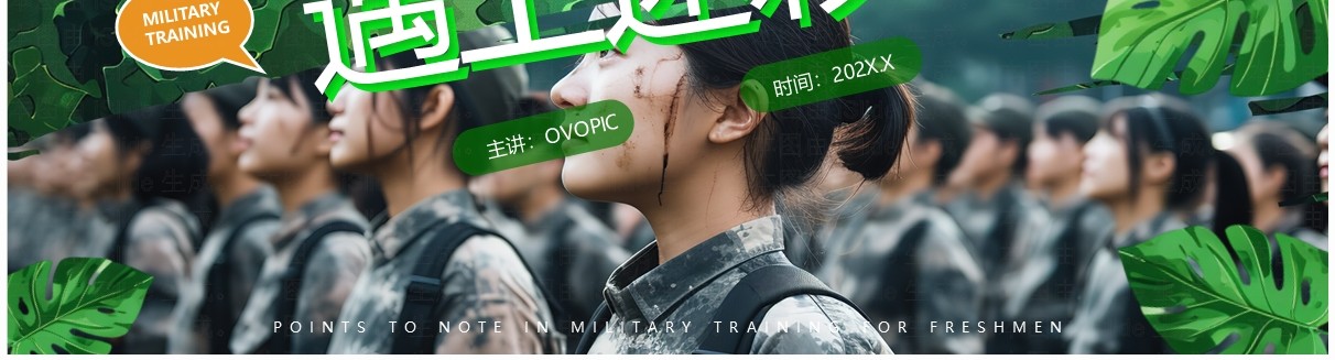 绿色简约新生入学军训注意事项PPT模板
