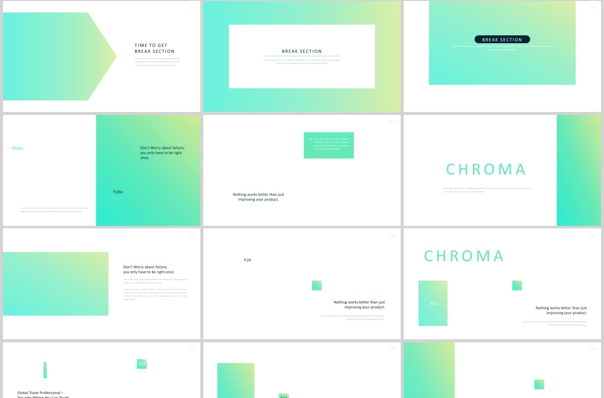 渐变色商务服装设计工作PPT图片占位符版式设计模板Chroma Powerpoint