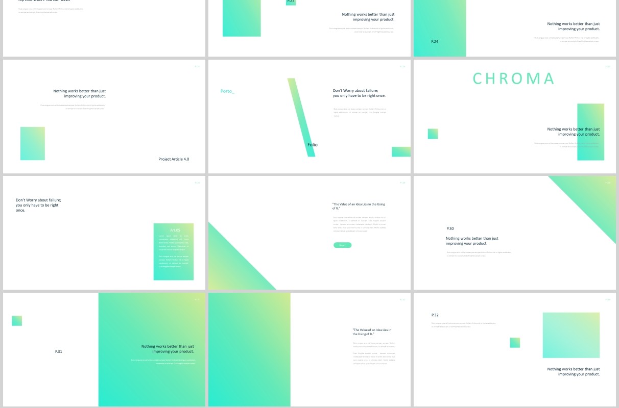 渐变色商务服装设计工作PPT图片占位符版式设计模板Chroma Powerpoint