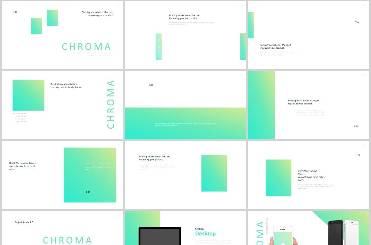 渐变色商务服装设计工作PPT图片占位符版式设计模板Chroma Powerpoint