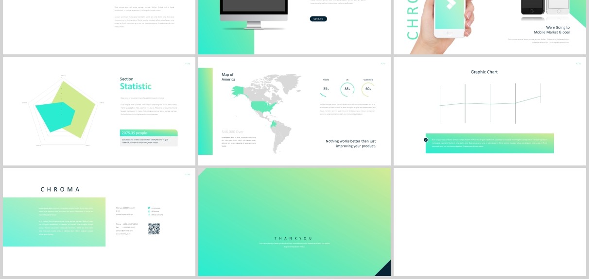 渐变色商务服装设计工作PPT图片占位符版式设计模板Chroma Powerpoint