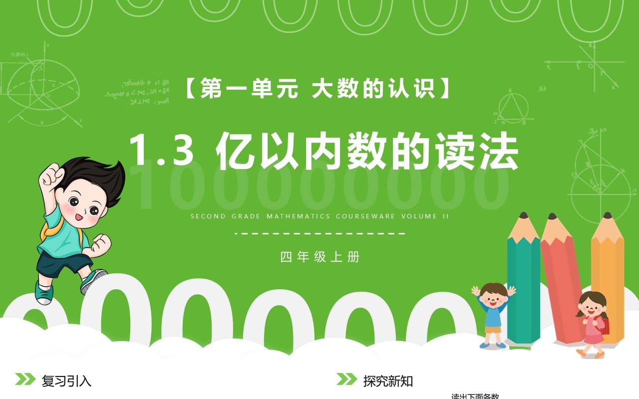 部编版四年级数学上册亿以内数的读法课件PPT模板