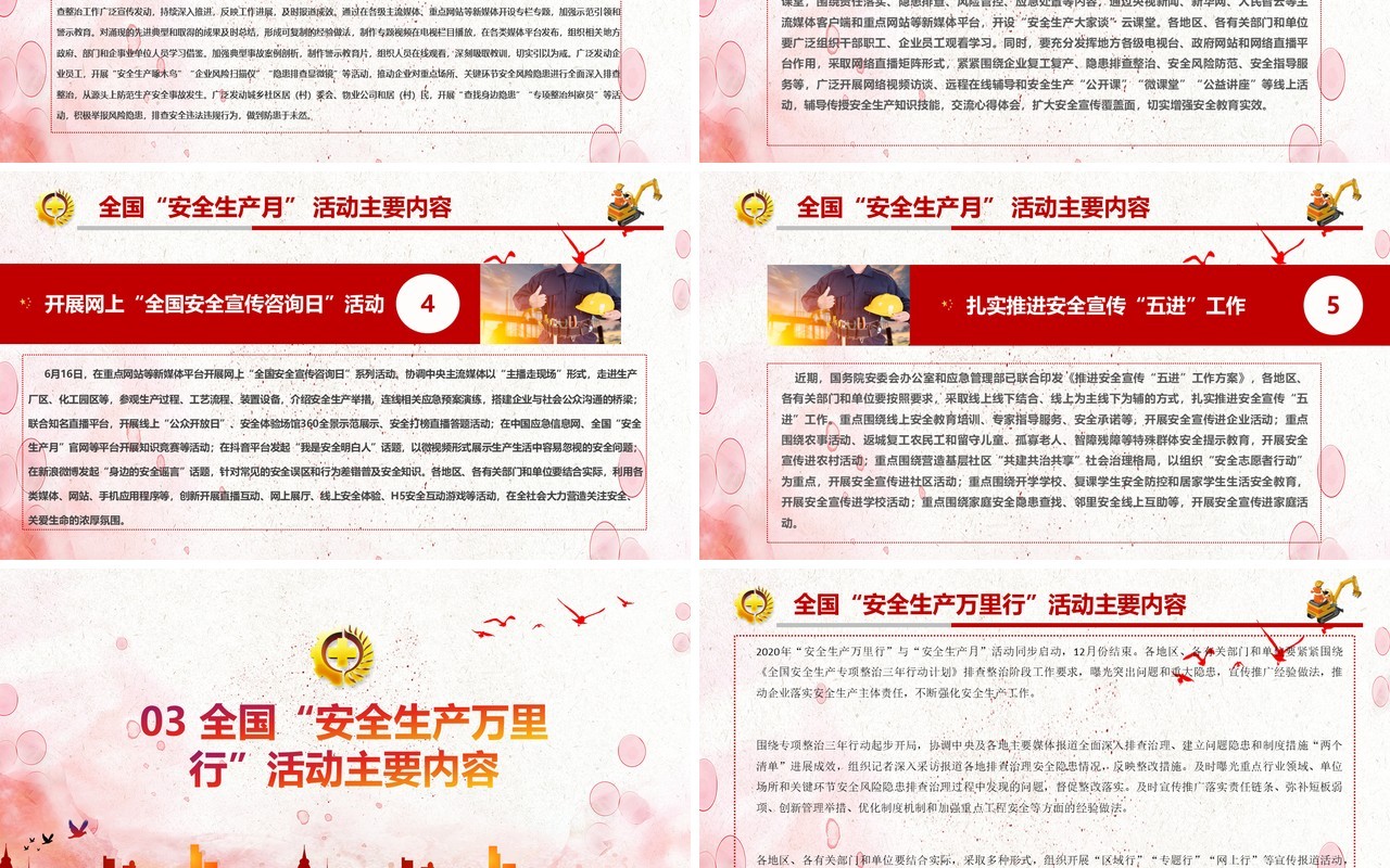红色简约2020消除事故隐患筑牢安全防线全国安全生产月主题活动宣传PPT模板