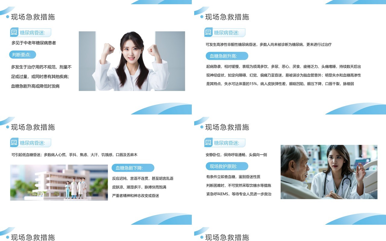 蓝色简约风老年人急救措施知识讲座PPT模板