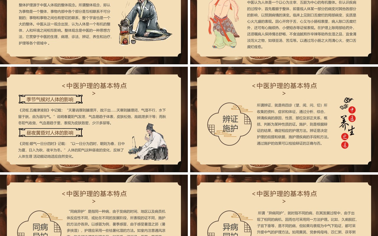 棕色简约中国风中医护理PPT模板