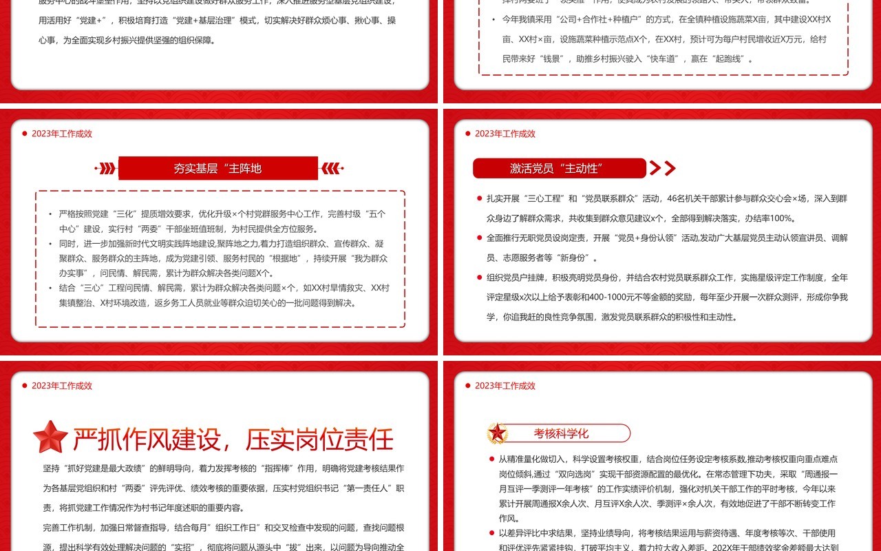 2023年党建工作总结2024工作规划PPT模板