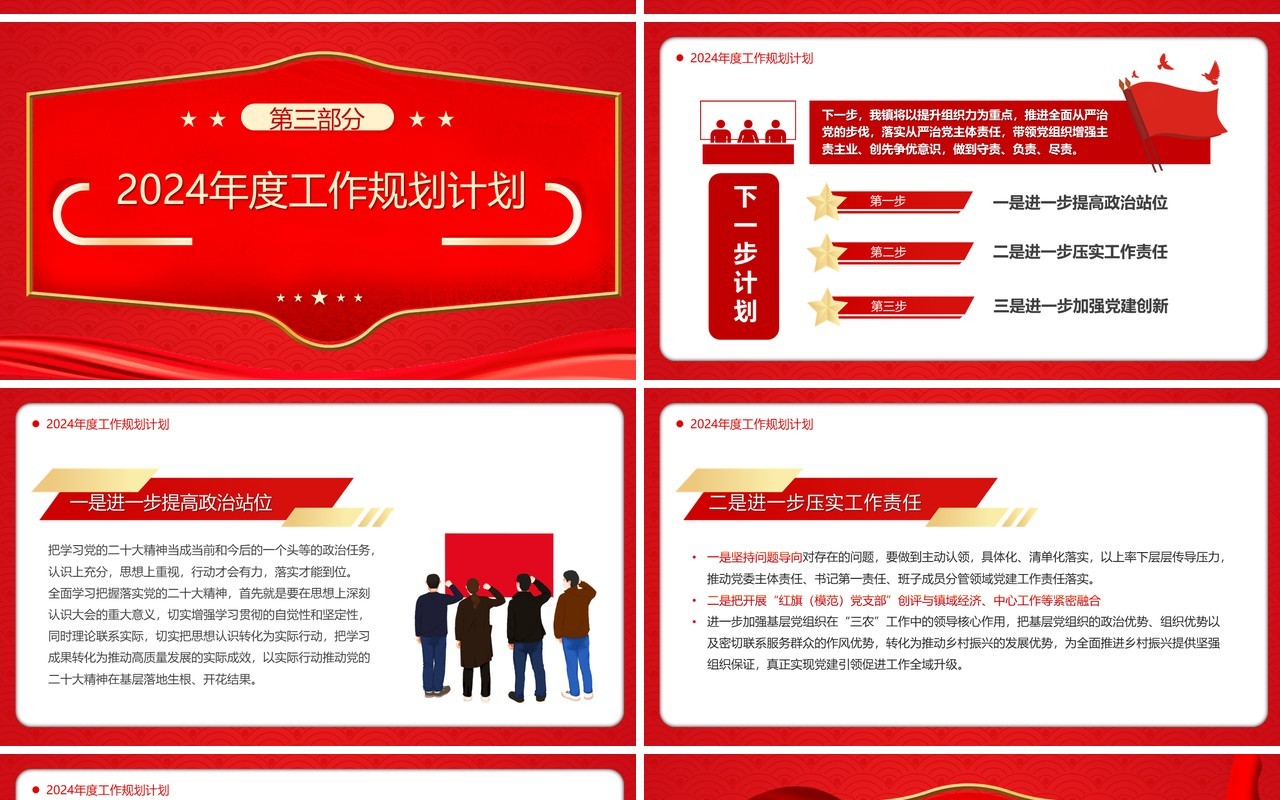 2023年党建工作总结2024工作规划PPT模板