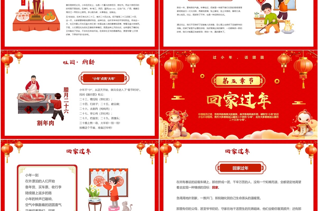 红色中国风过小年文化习俗介绍PPT模板