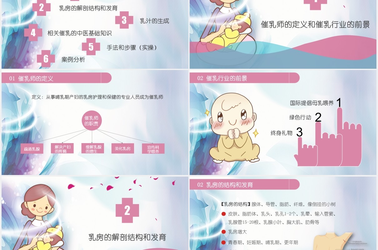 简约高级催乳师培训课程新生儿母婴护理PPT模板