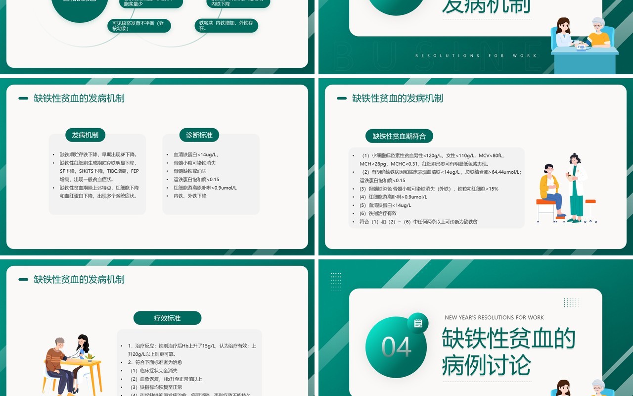 绿色简约风缺铁性贫血PPT模板
