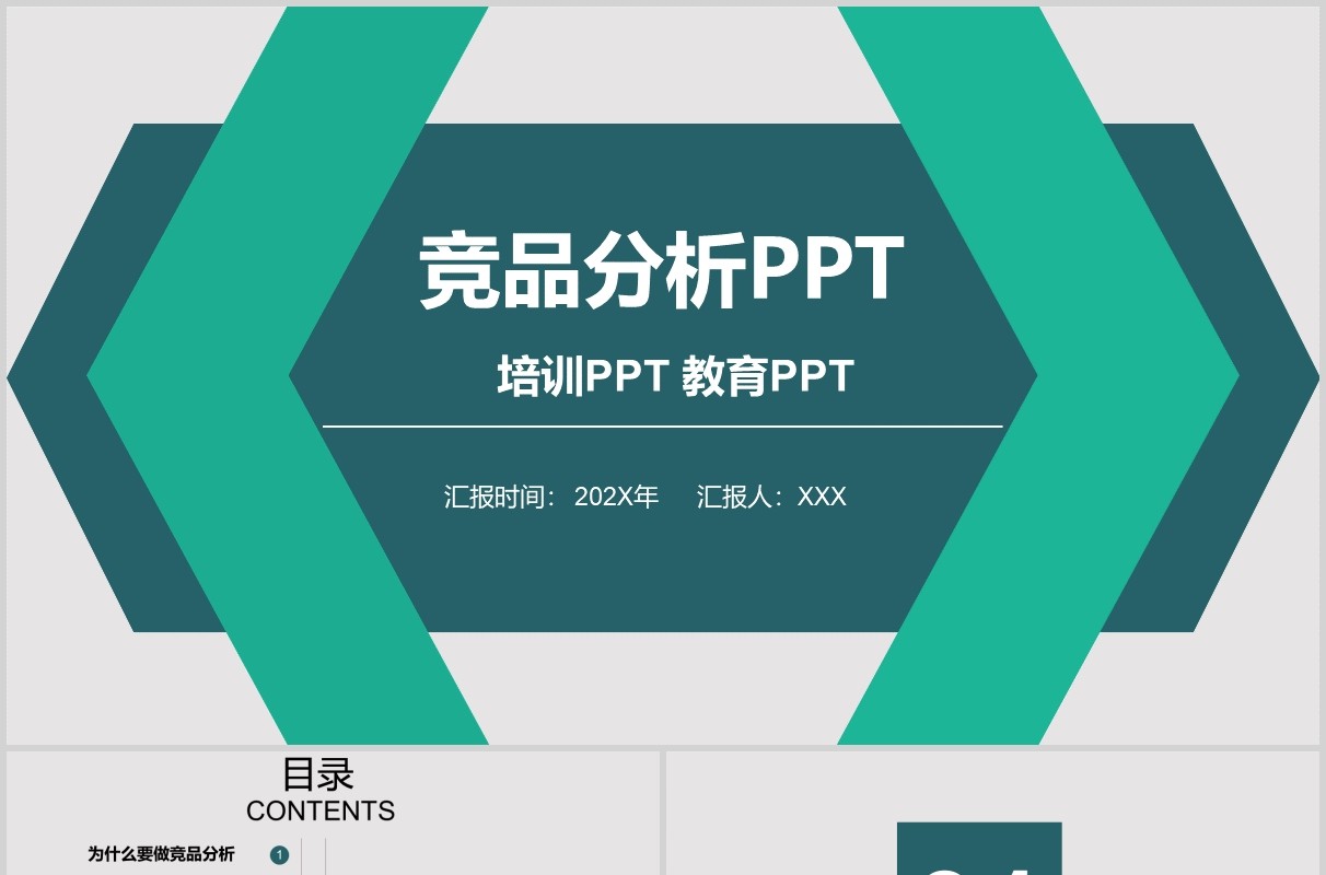 绿色竞品分析报告教育培训PPT模板