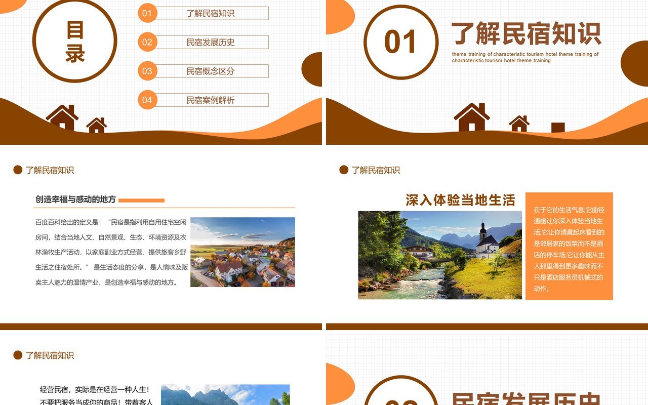 民宿知识发展概念宣传培训分析动态PPT模板