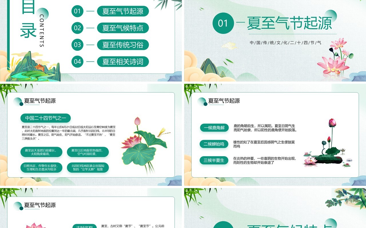中国传统二十四节气之夏至PPT模板