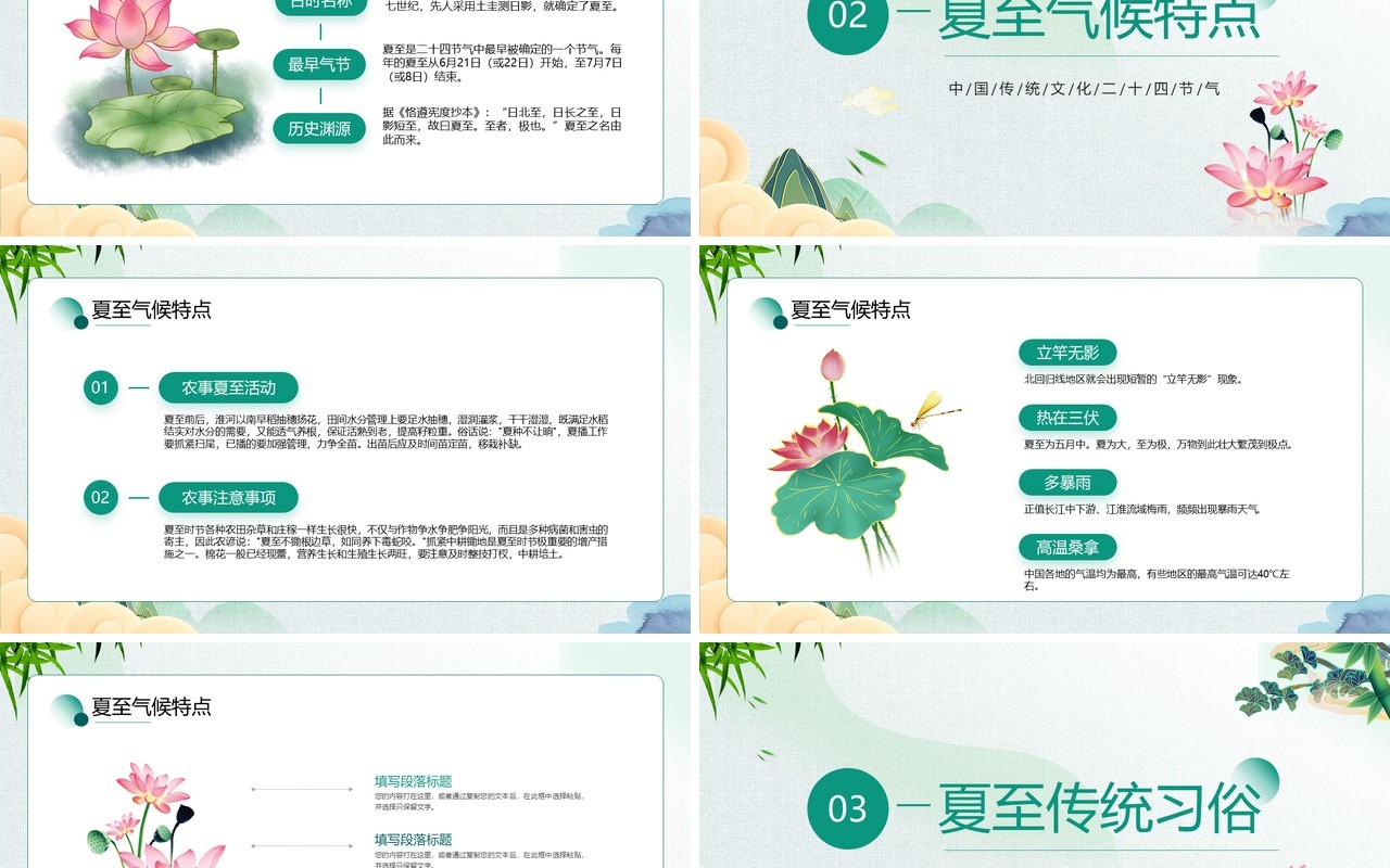 中国传统二十四节气之夏至PPT模板