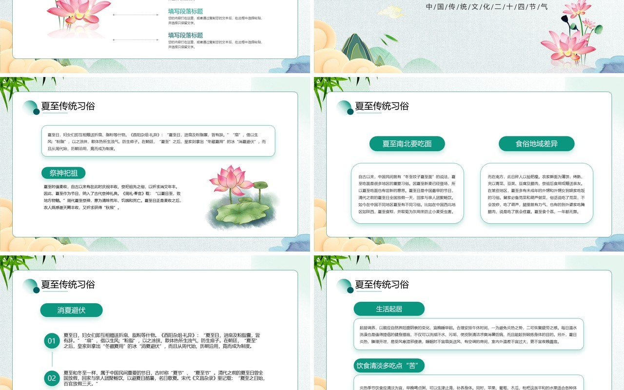 中国传统二十四节气之夏至PPT模板